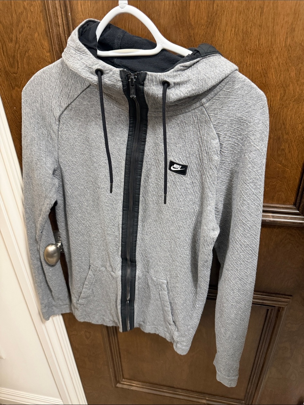 Nike Gray Zip-Up Hoodie with Black Trim Men’s Small